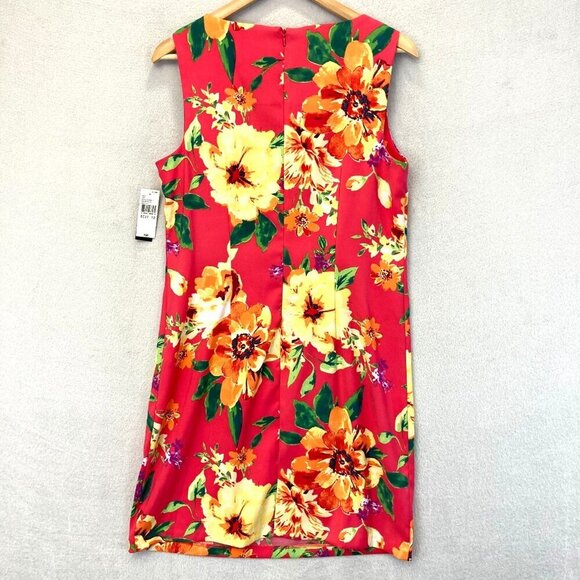 NWT ALYX Tropical Sheath Dress Womens 12 Pink Floral Resortwear Club Knee Length - Picture 2 of 11